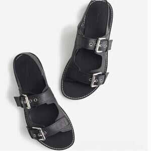 Madewell Maude Double Strap Slingback Sandals 8 Black Leather NWT NV812 Travel